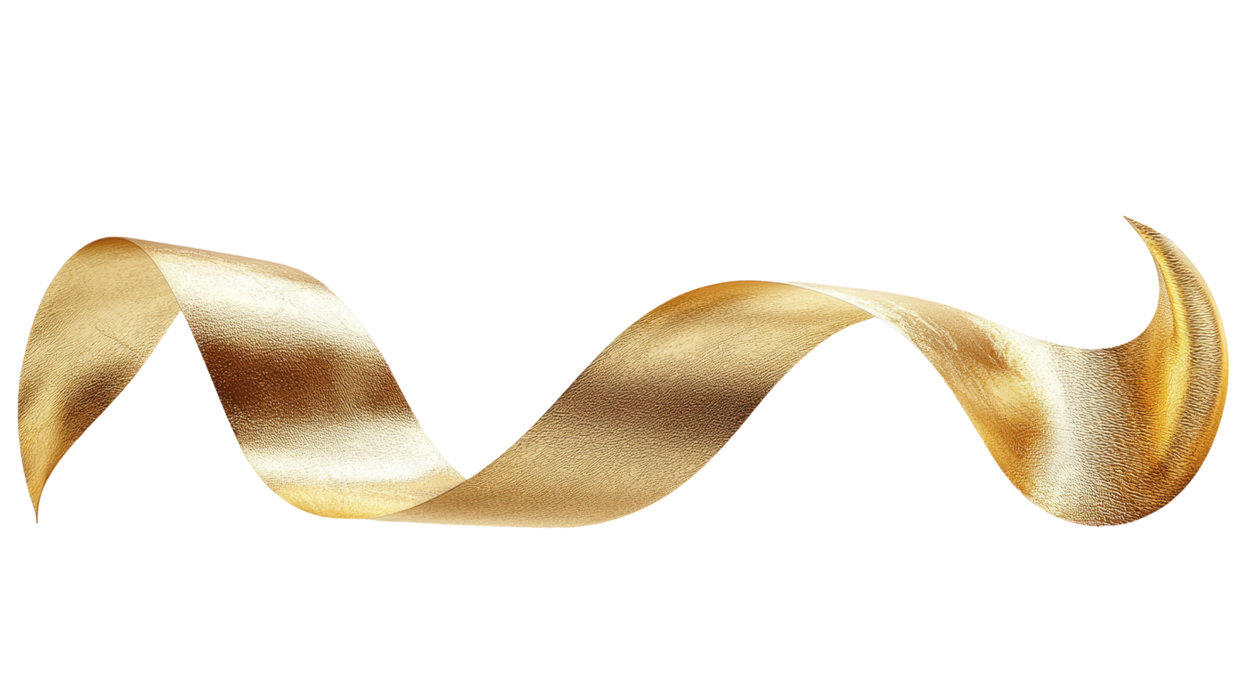 Elegant gold ribbon swirl, isolated on transparent background png
