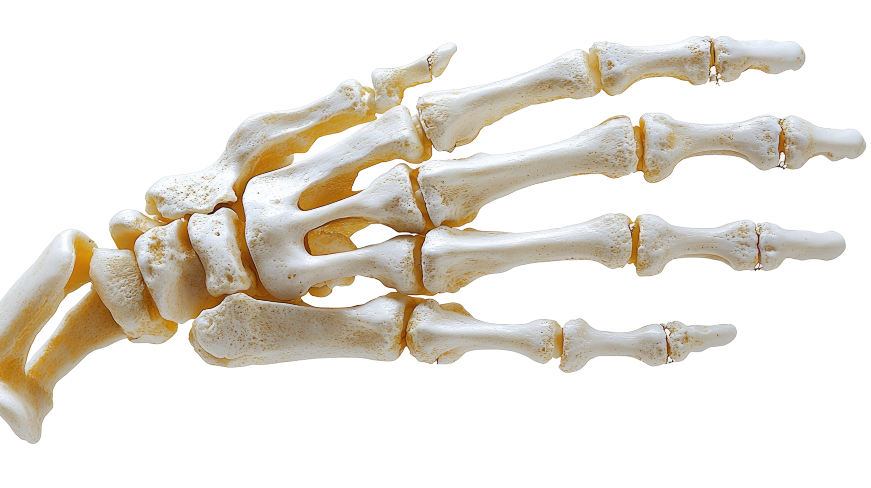 A white skeleton hand isolated on transparent background png