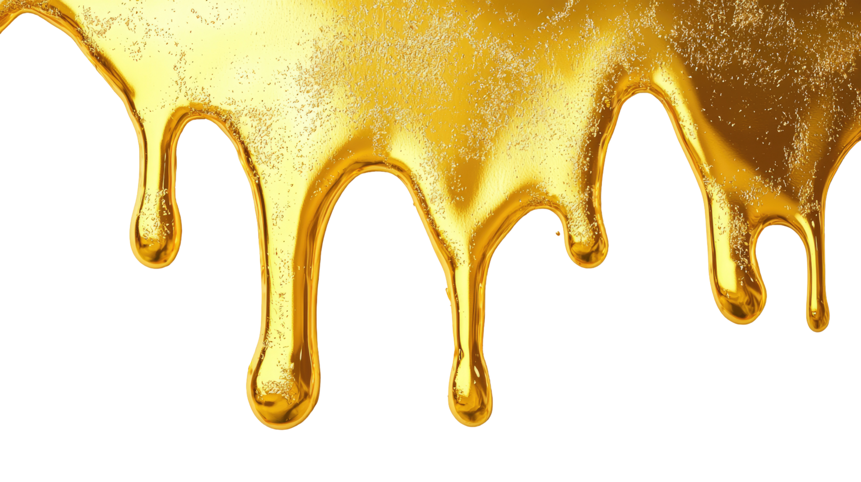Metallic golden dripping texture, isolated on transparent background png