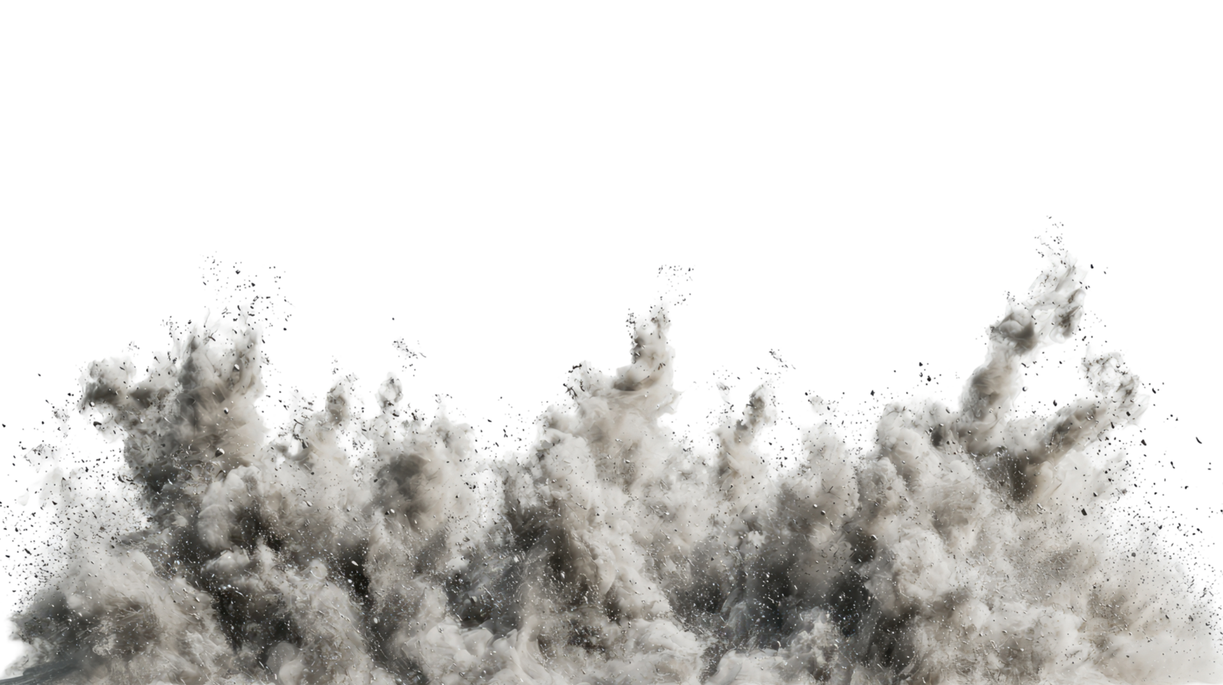 Black smoke explosion effect, isolated on transparent background png