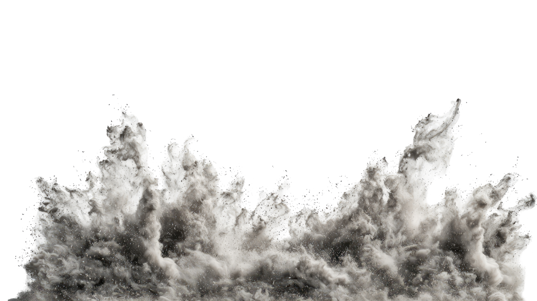 Dynamic dark smoke dispersion effect, isolated on transparent background png