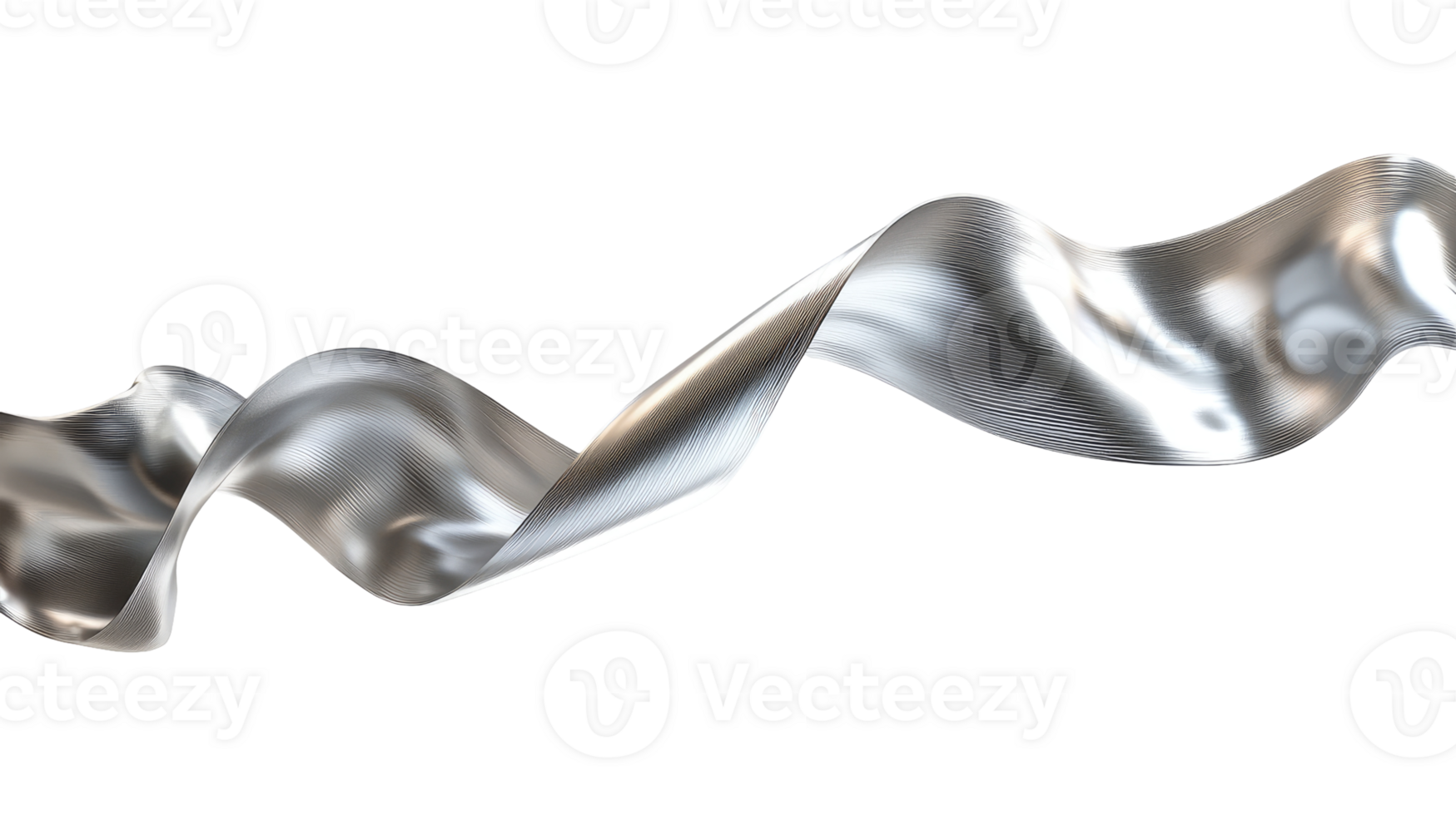 Wavy silver ribbon design, isolated on transparent background png