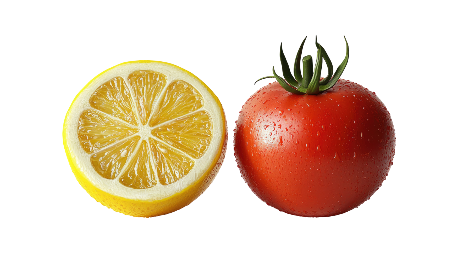 Fresh lemon and tomato isolated on a white background png
