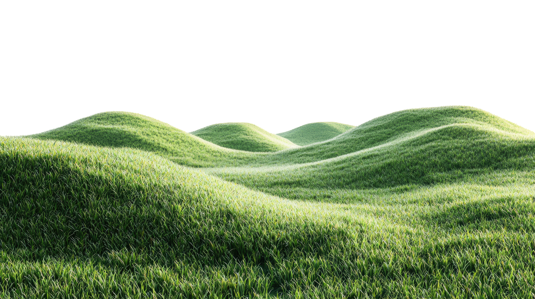 Vibrant grassy hills with smooth curves, isolated on transparent background png