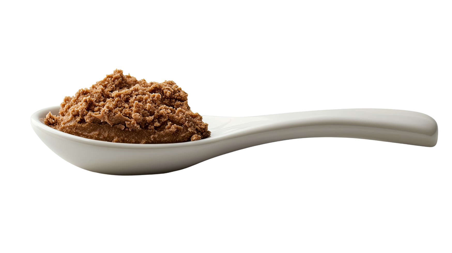 Spoon containing brown sugar, isolated on transparent background png