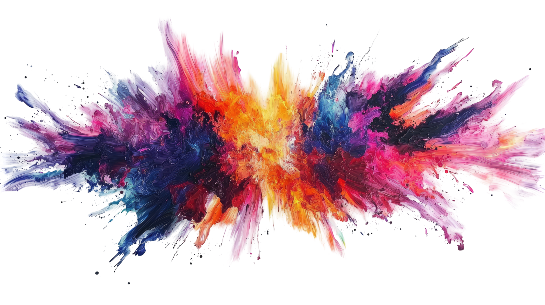 Vibrant explosion of colorful paint, isolated on transparent background png