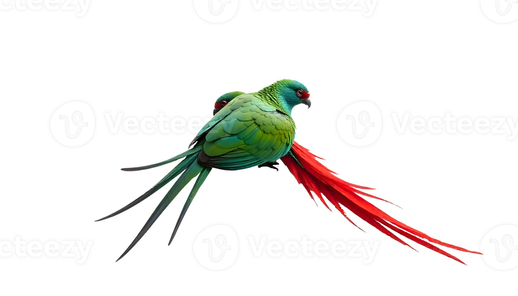 Vibrant Green Bird In Flight Displaying Striking Red And Black Tail Against Transparent Background png