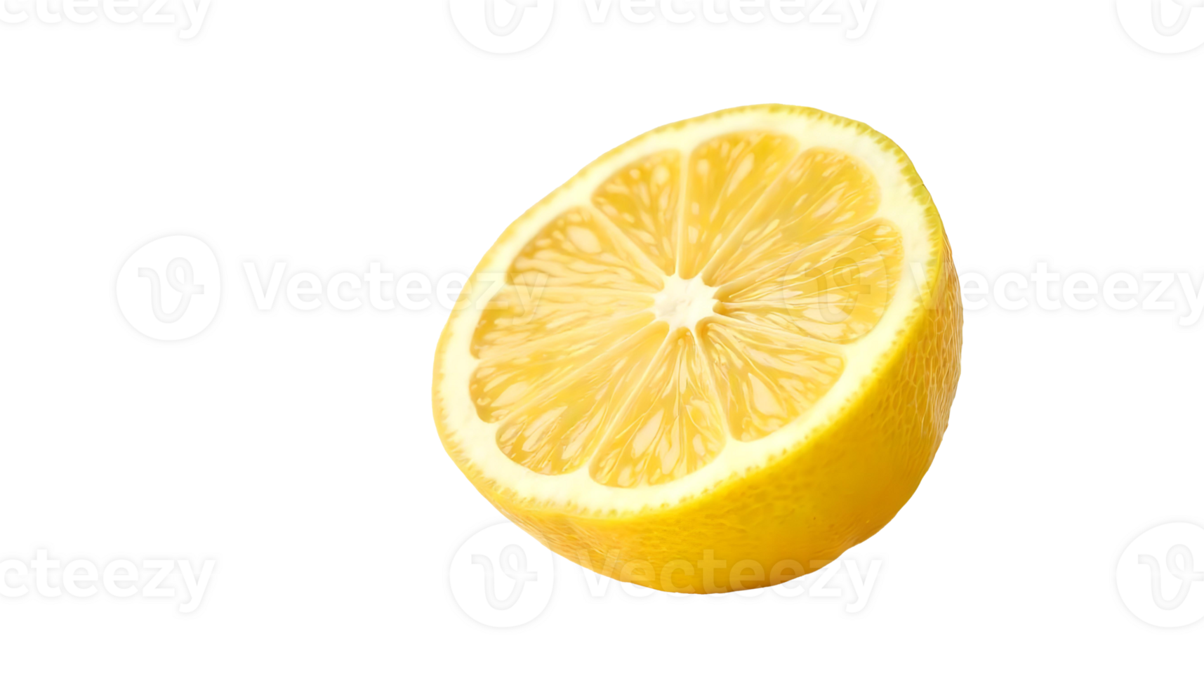 Juicy Lemon Slice Close Up Highlighting Textured Rind and Segments png
