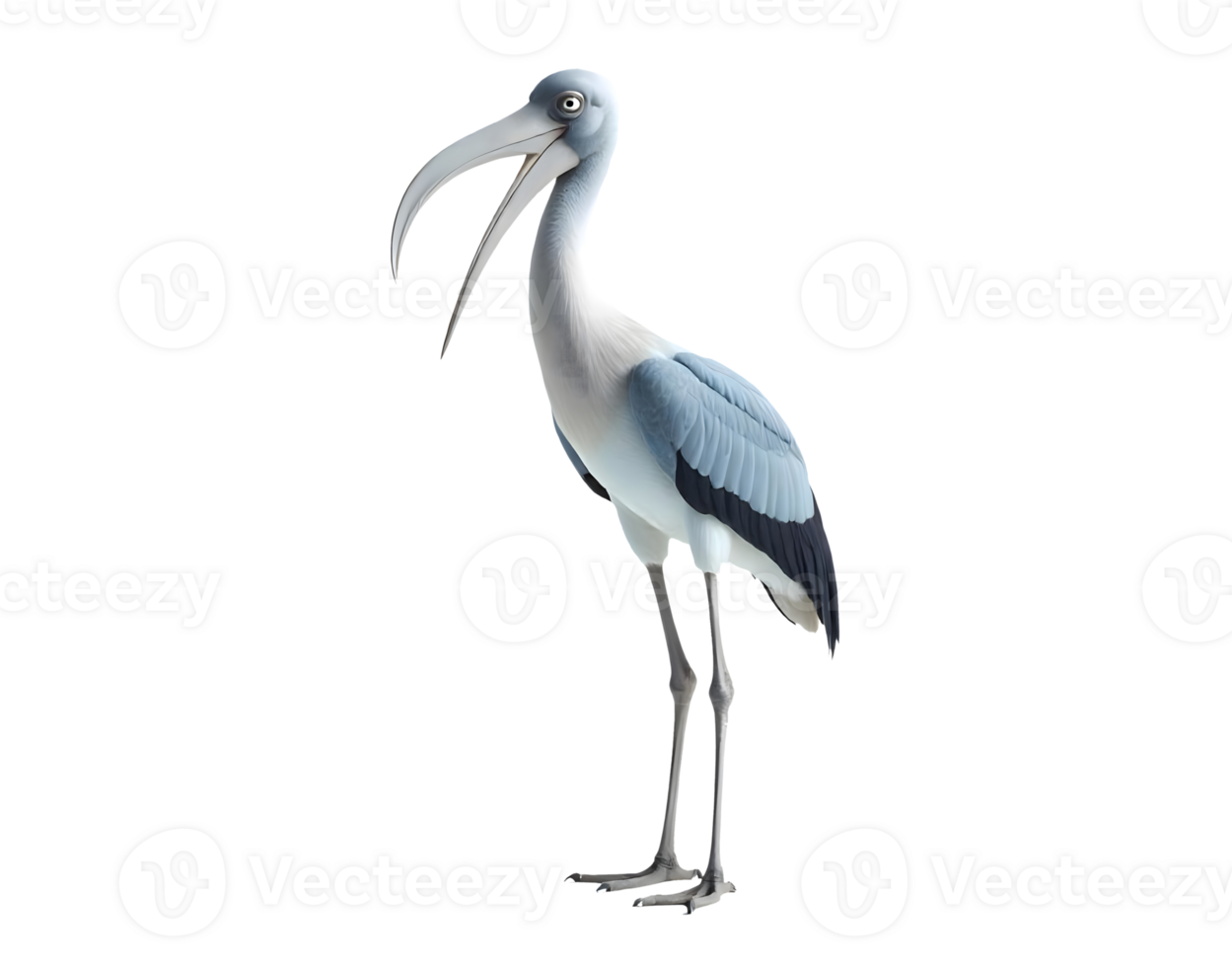 Digitally Rendered Blue-Gray Bird Standing Upright With Curved Beak Perfect For Wildlife Campaigns Or Educational Projects png