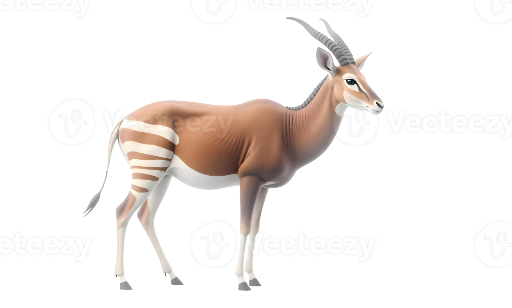 Elegant Antelope Illustration Highlighting Striped Hindquarters And Curved Horns Perfect For Wildlife Blogs Or Educational Content png