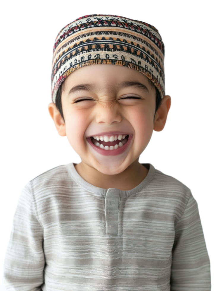 A young boy is laughing and wearing a hat png
