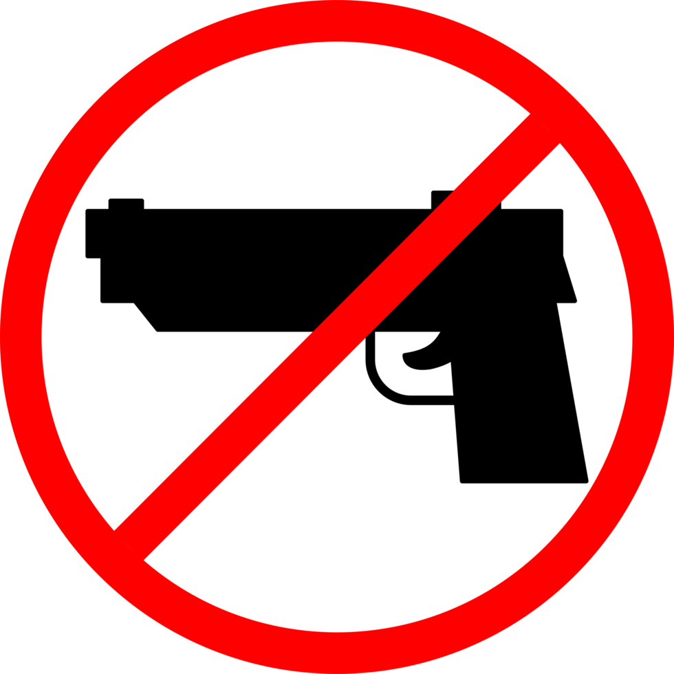No Guns Weapons Allowed Prohibition Sign Icon. firearms prohibited area sign in red circle png