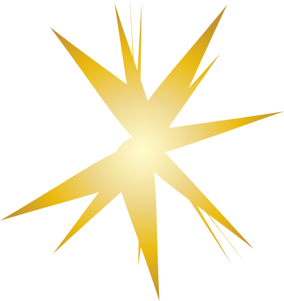 gold starburst shapes. Black background. Radiant lines. Sharp points. Metallic gold finish. Abstract celestial forms. Dynamic star designs. Digital illustration. Festive aesthetic. Sparkly effect. png