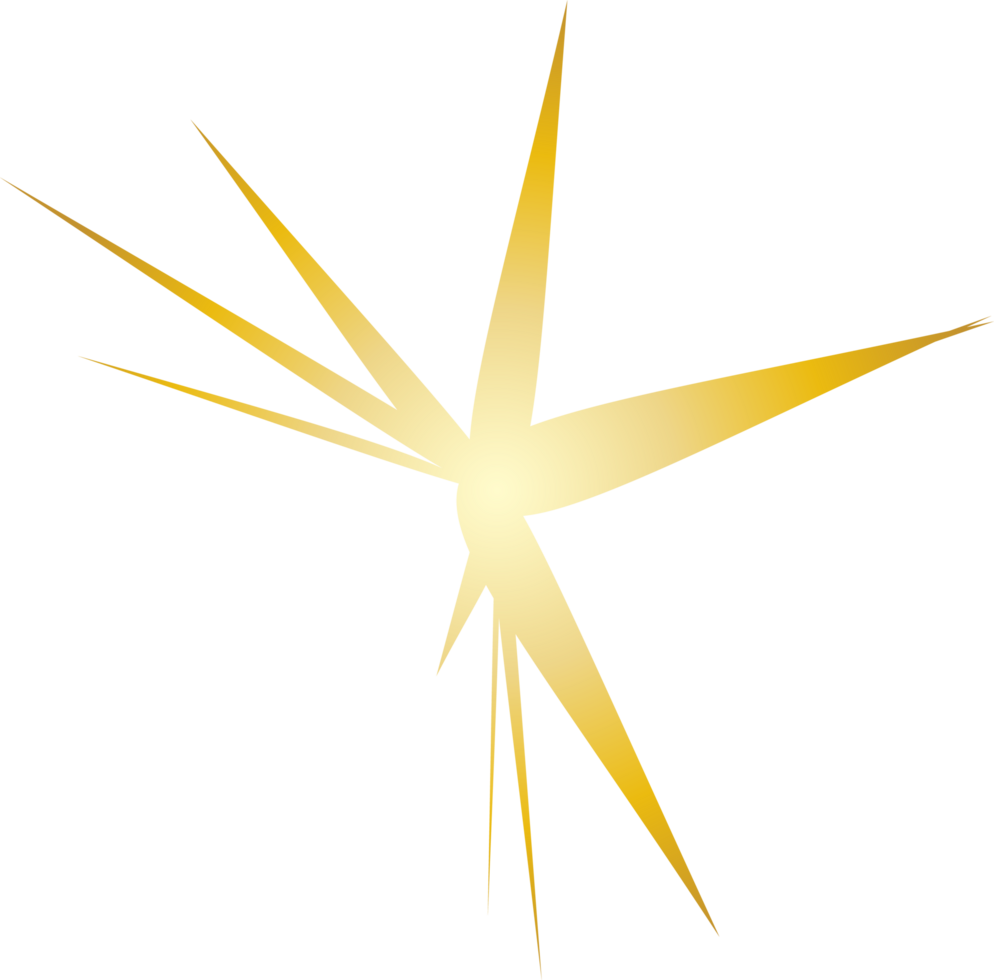 Golden starburst shapes. Black background. Radiant lines. Sharp points. Metallic gold finish. Abstract celestial forms. Dynamic star designs. Digital illustration. Festive aesthetic. Sparkly effect. png