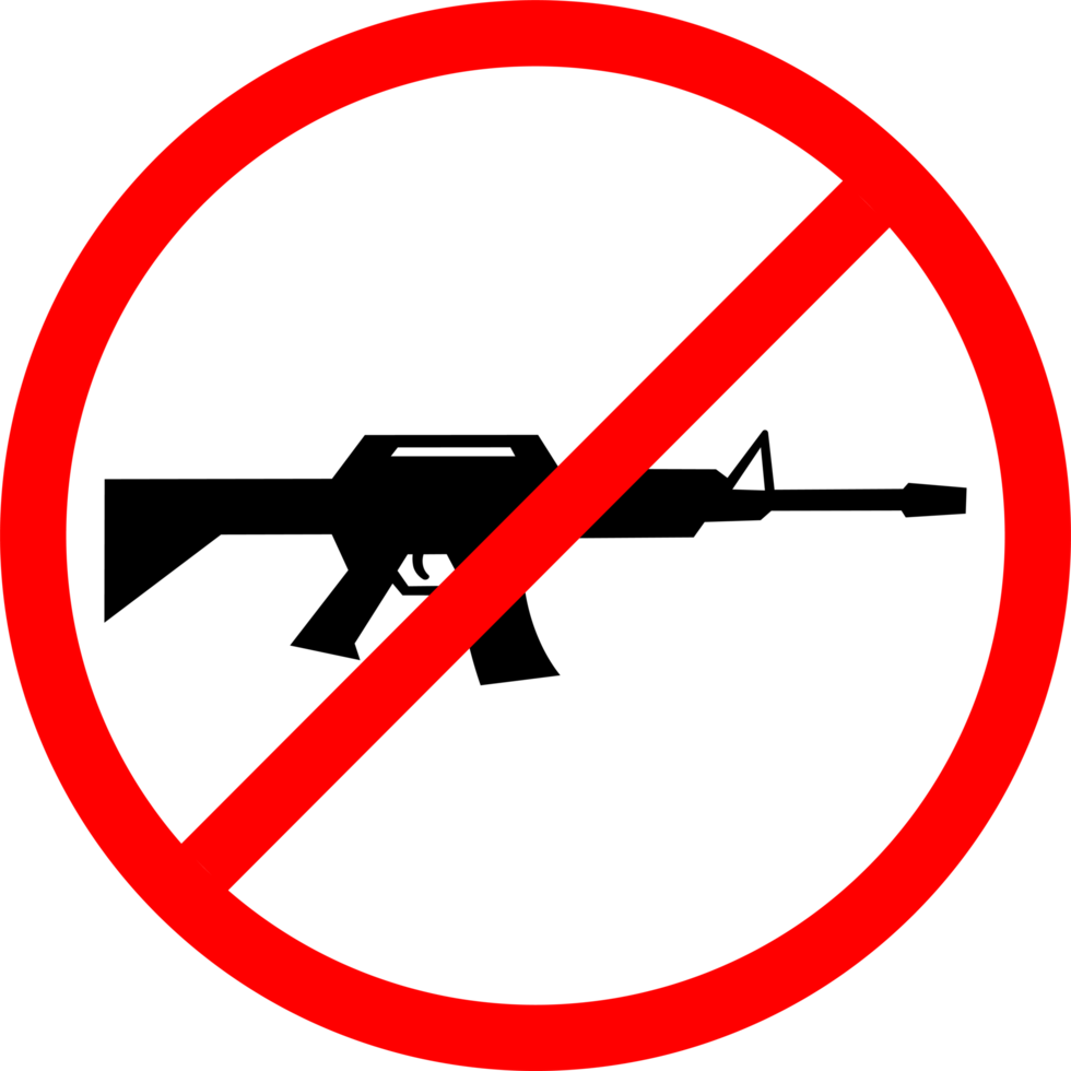 No Firearms Sign with Red Circle. a sign prohibited from carrying firearms. no guns prohibited area sign png