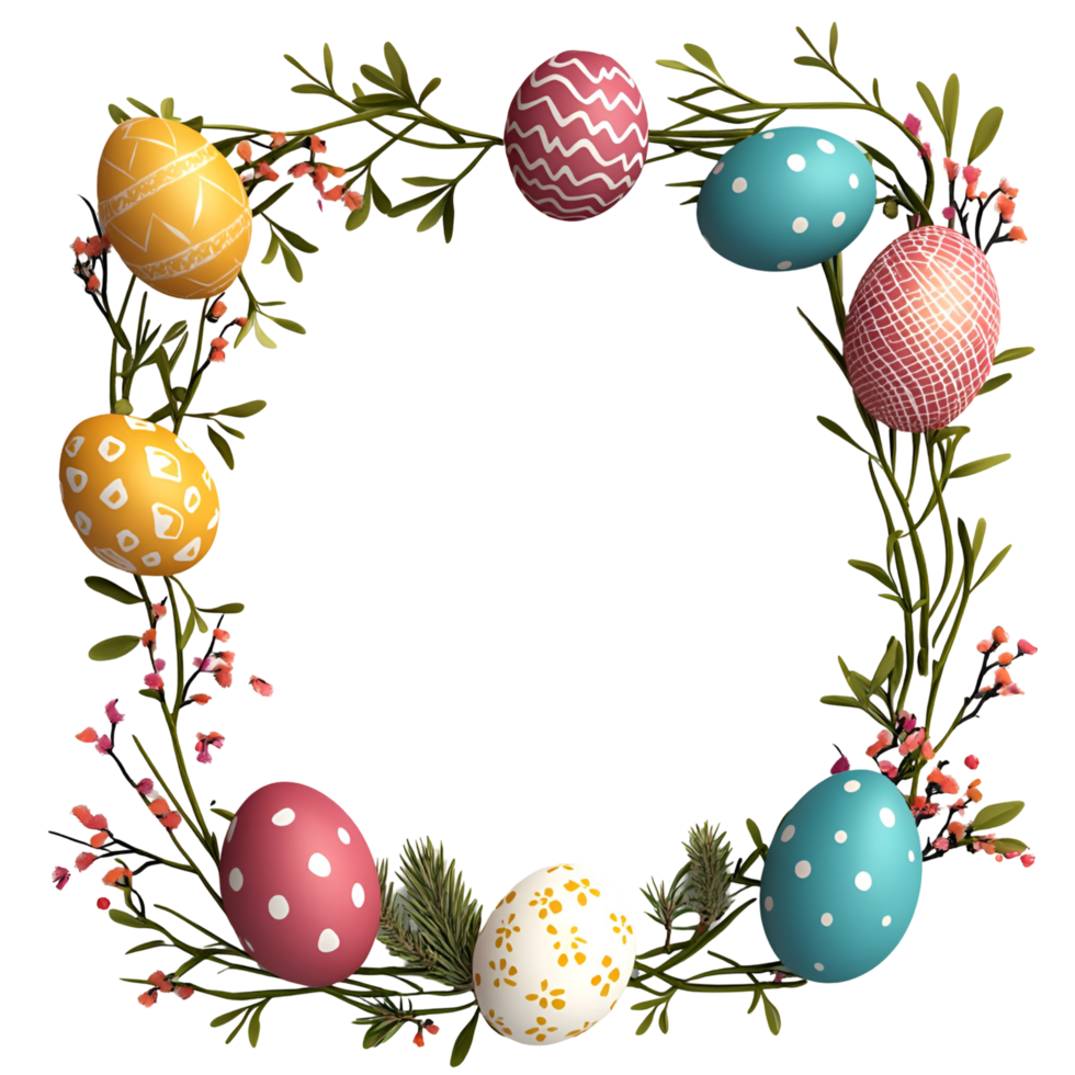 Colorful Easter Eggs Frame, Transparent Background png
