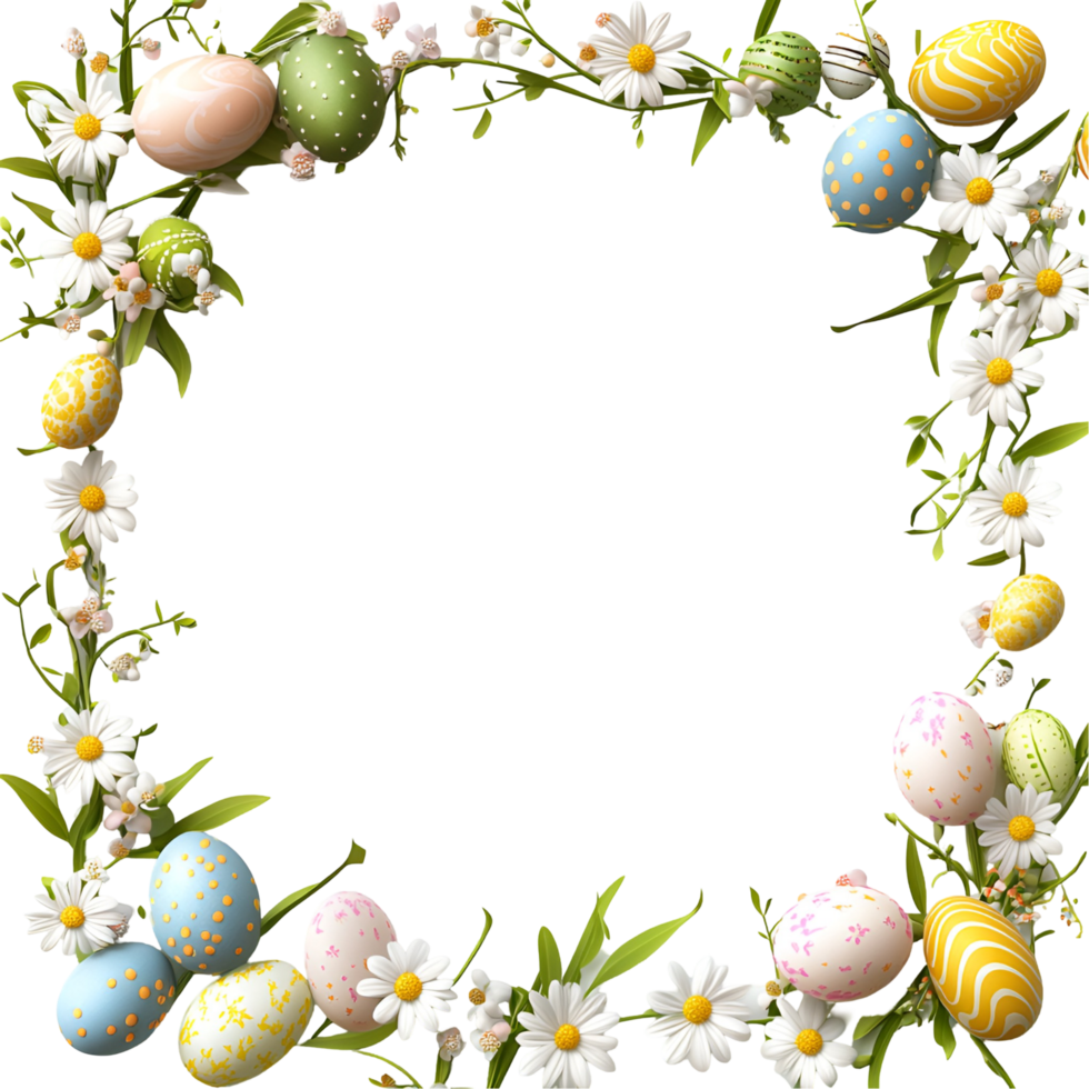 Decorative Easter Egg Border, Transparent Background png
