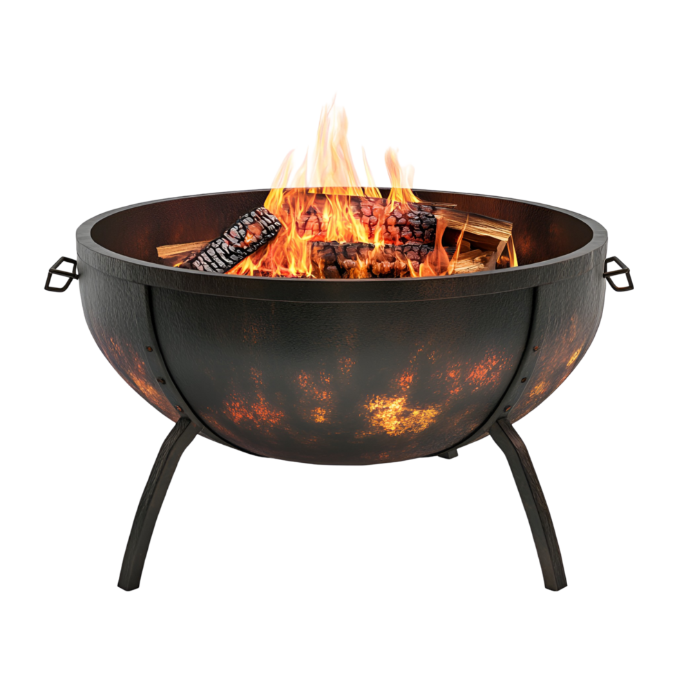 Rustic Fire Pit With Logs White Background png