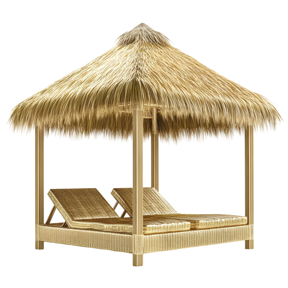 Rustic Thatched Roof Beach Hut Transparent Background png