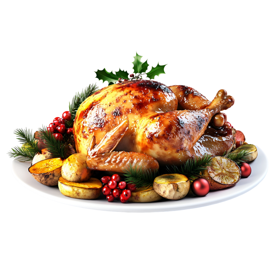 Festive Turkey with Christmas Ornaments Transparent Background png