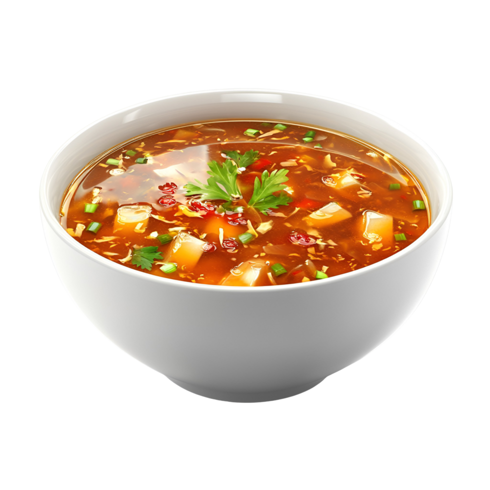 Traditional Chinese Soup with Vegetables Transparent Background png