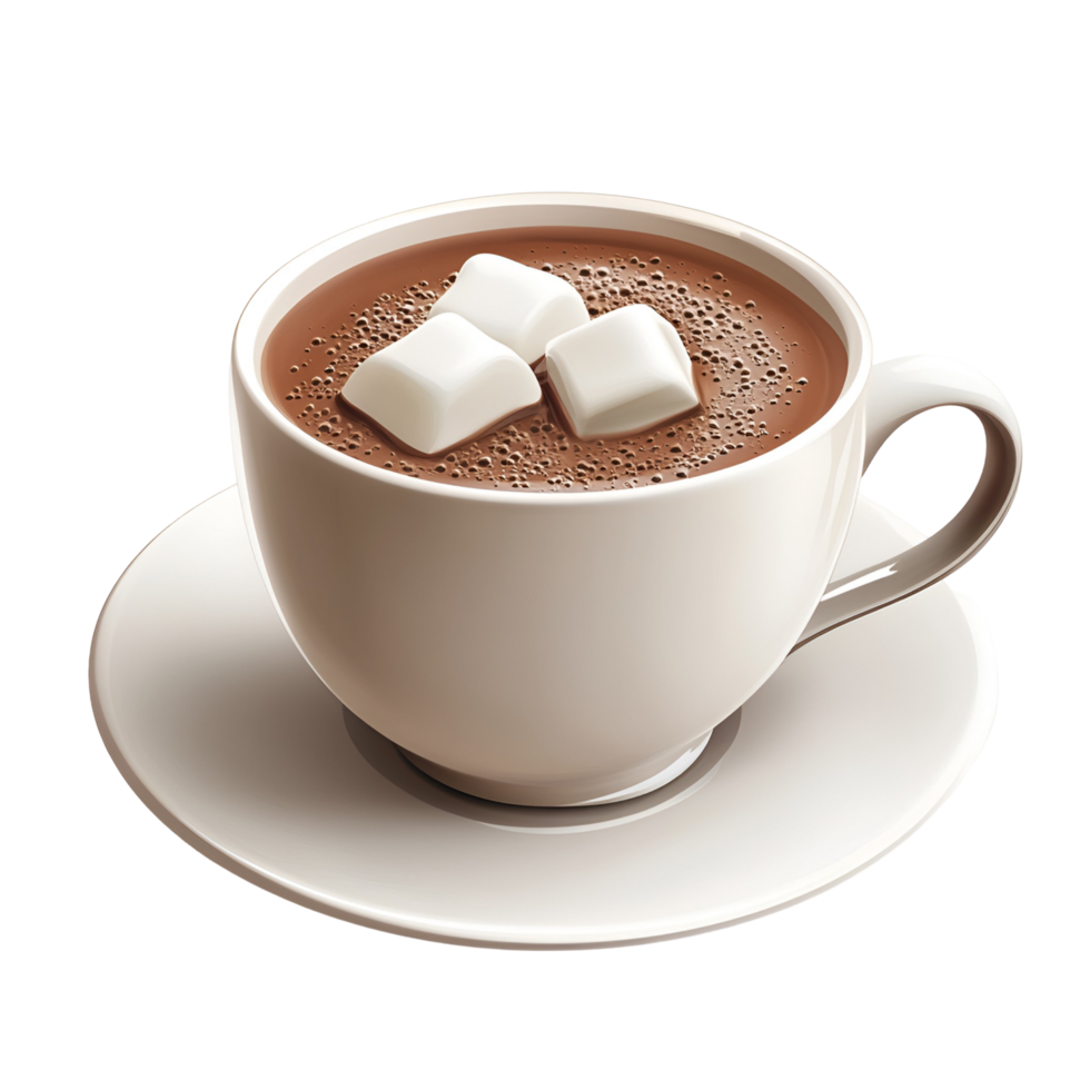Warm Hot Cocoa with Marshmallows Transparent Background png