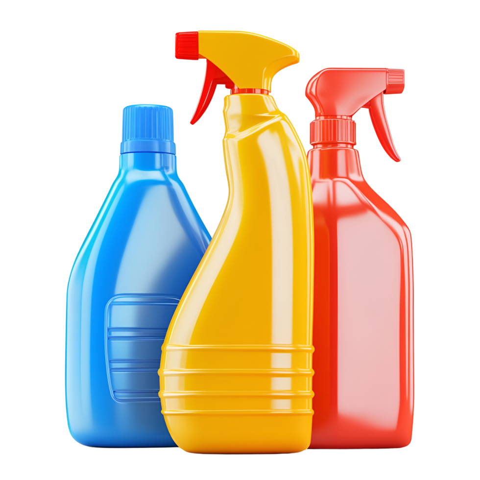 Different Colored Spray Bottles Transparent Background png