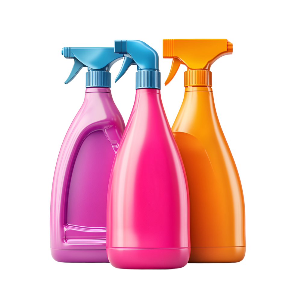 Set of Three Spray Bottles Transparent Background png