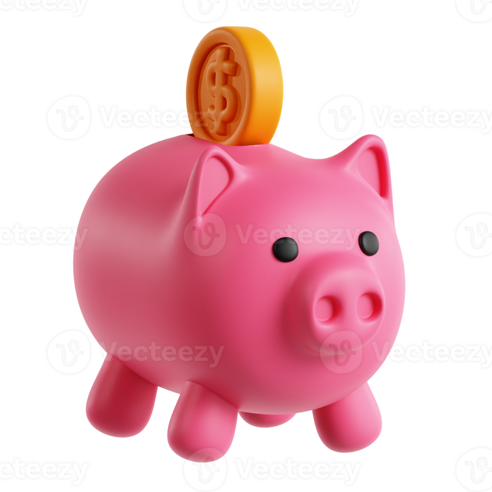Piggy Bank with Coins png