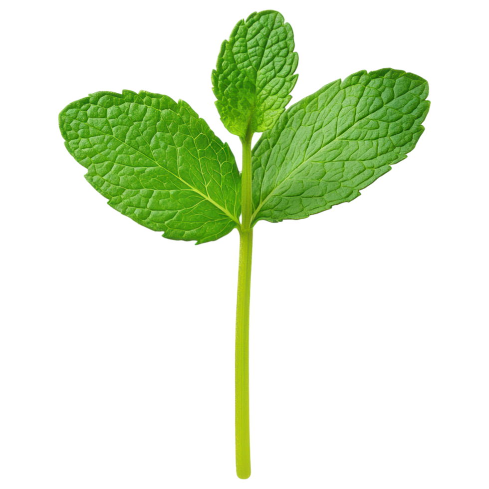 Free Isolated on Transparent Background, Fresh green leaf with vibrant texture and natural beauty, perfect for culinary use and decoration png