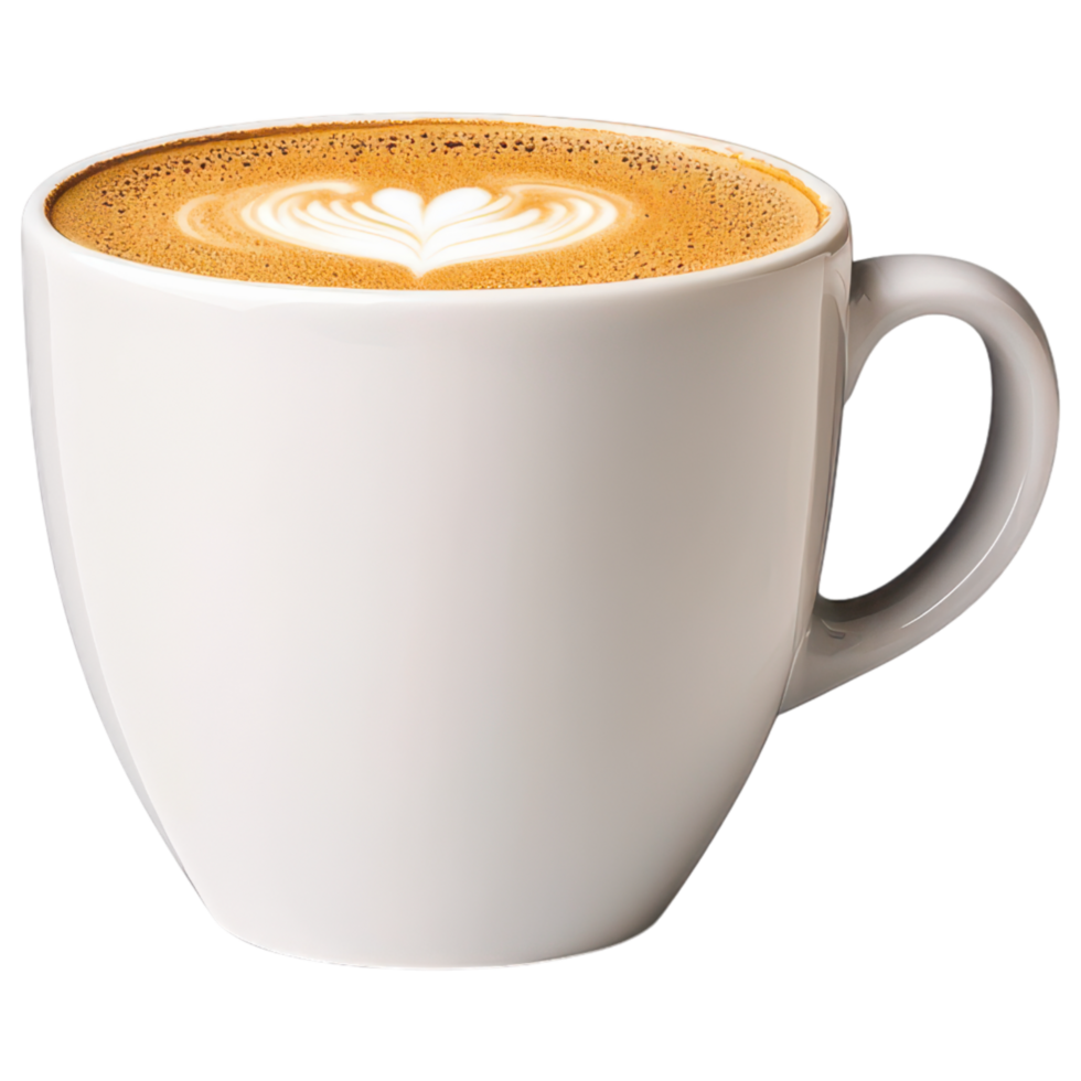 Free Isolated on Transparent Background, warm coffee drink in stylish cup showcases beautiful latte art design png