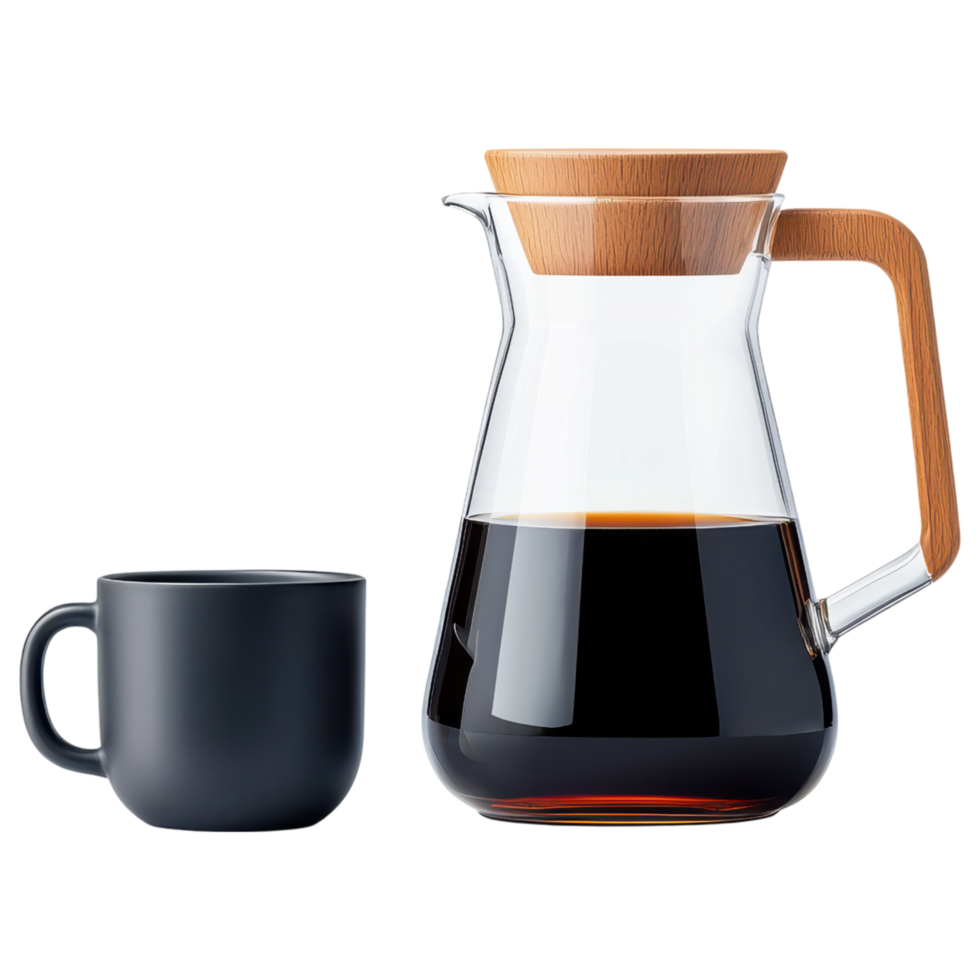Free Isolated on Transparent Background, stylish coffee maker and cup create perfect setting for enjoying warm drink png