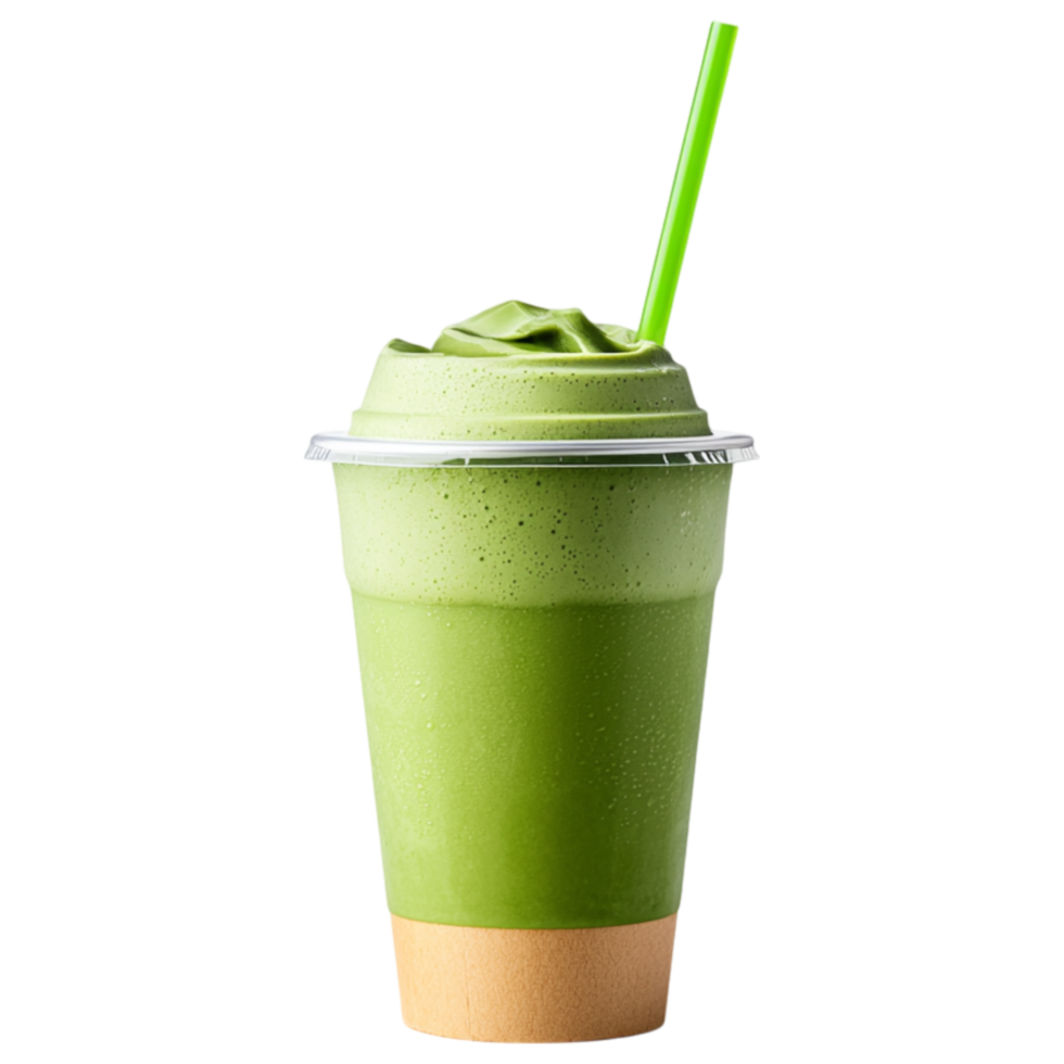 Free Isolated on Transparent Background, refreshing matcha drink served in clear cup with green straw is perfect for any occasion png