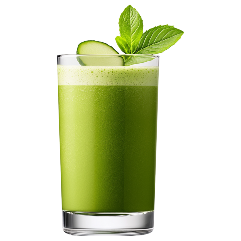 Free Isolated on Transparent Background, Refreshing matcha drink garnished with mint leaves offers healthy boost png