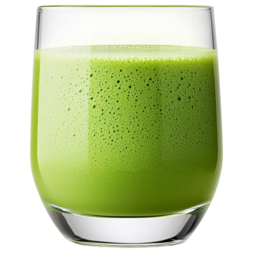 Free Isolated on Transparent Background, refreshing matcha drink in clear glass showcases its vibrant green color and frothy texture png