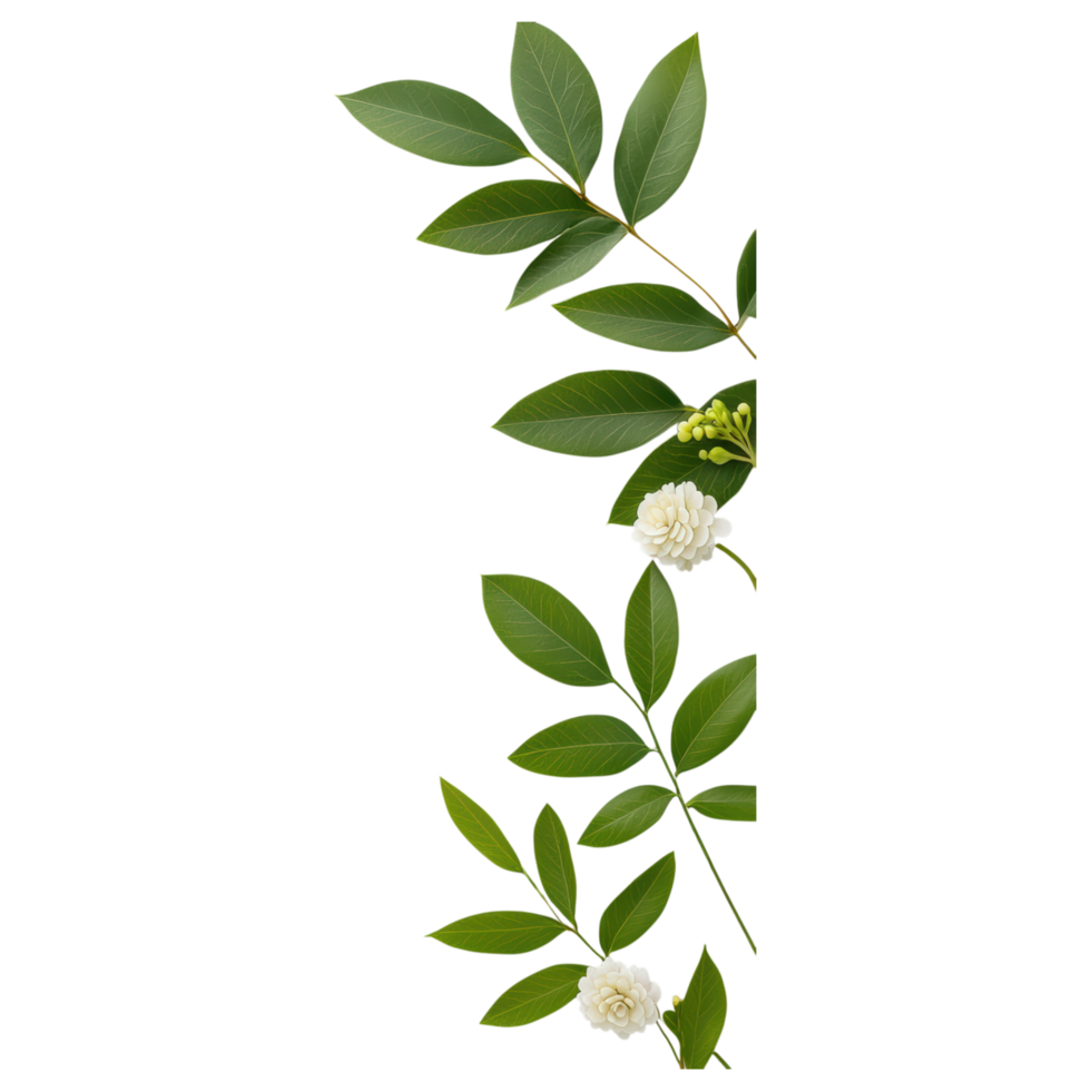 Free Isolated on Transparent Background, Beautiful flower and leaf frame creates serene and natural atmosphere png