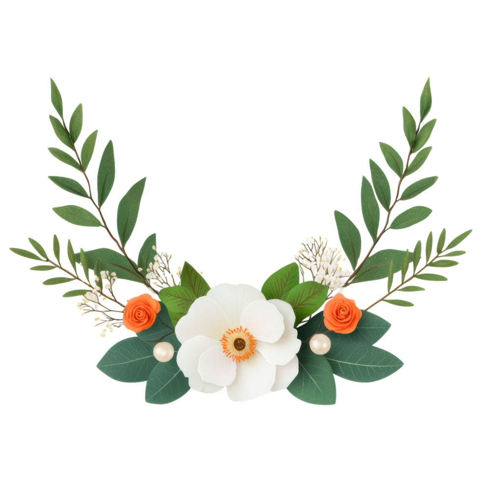 Free Isolated on Transparent Background, beautiful flower arrangement with vibrant leaves and delicate frames creates stunning visual display png