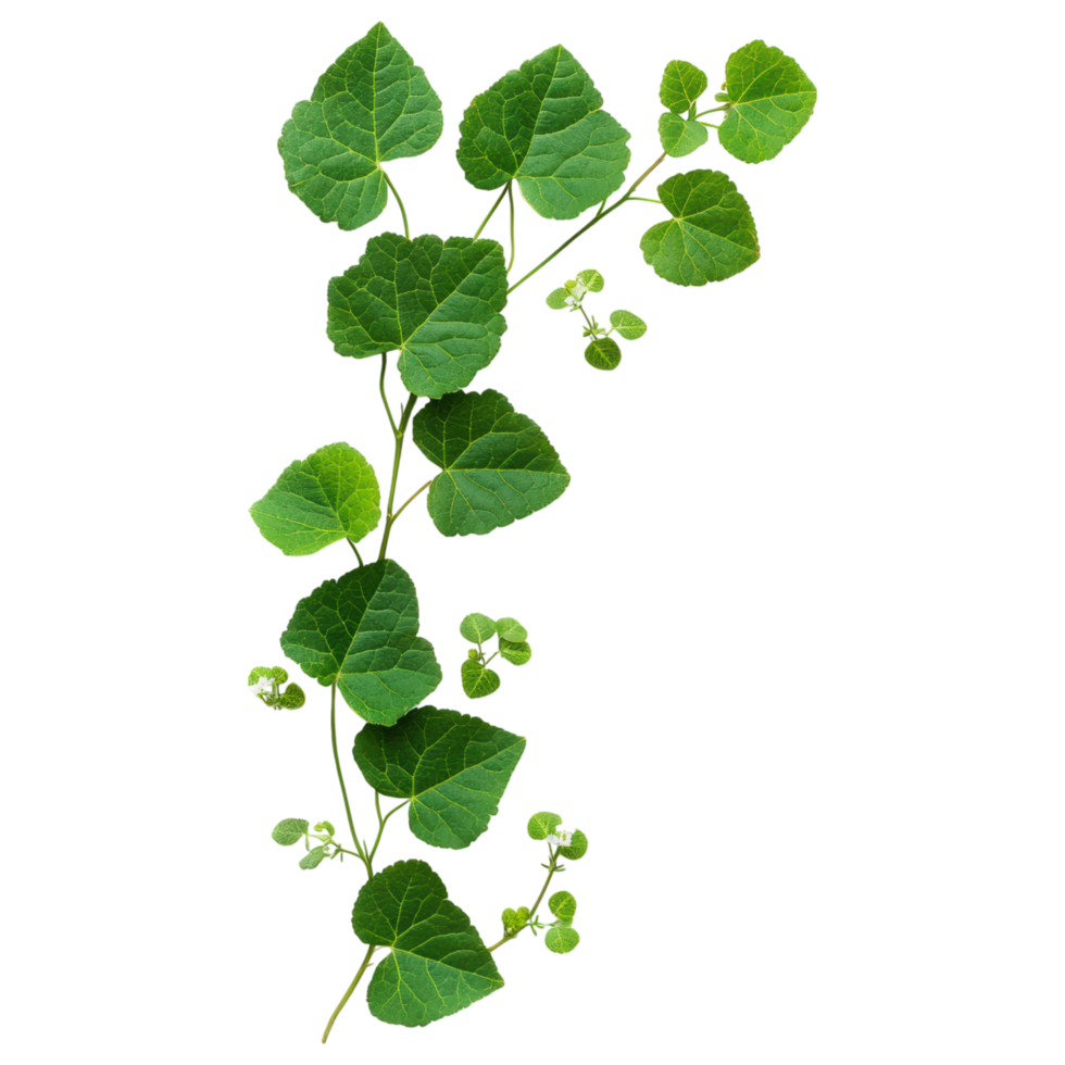 Free Isolated on Transparent Background, Lush green leaves frame delicate flower, creating vibrant natural display png