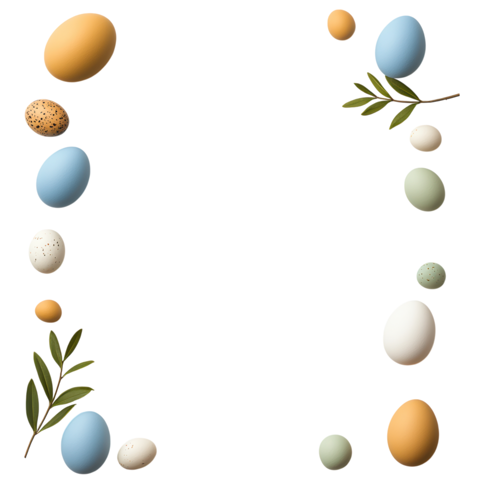 Free Isolated on Transparent Background, Colorful easter eggs in decorative frame create joyful atmosphere png