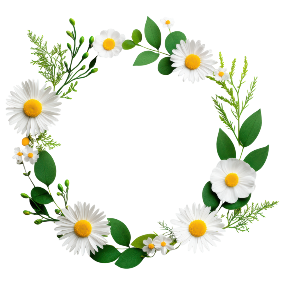 Free Isolated on Transparent Background, beautiful flower frame adorned with vibrant leaves creates lovely natural display png