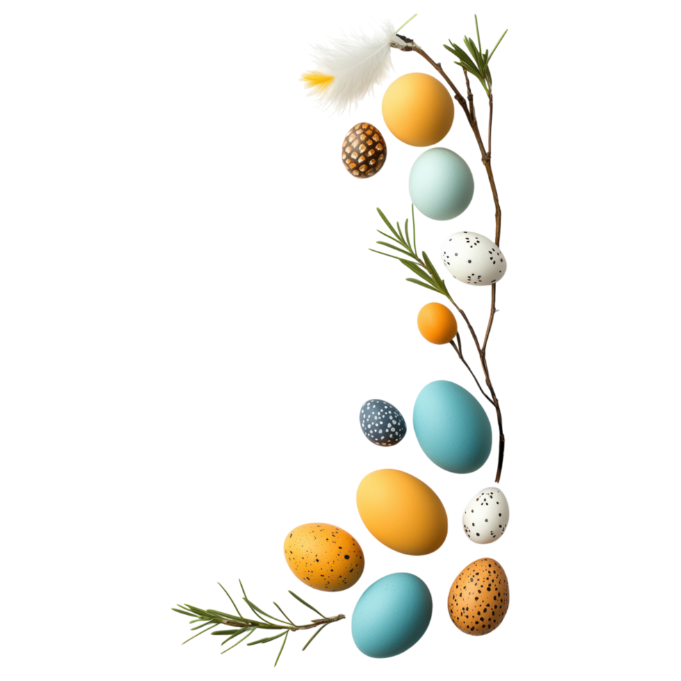 Free Isolated on Transparent Background, Colorful easter eggs arranged in beautiful frame create atmosphere for spring celebrations png