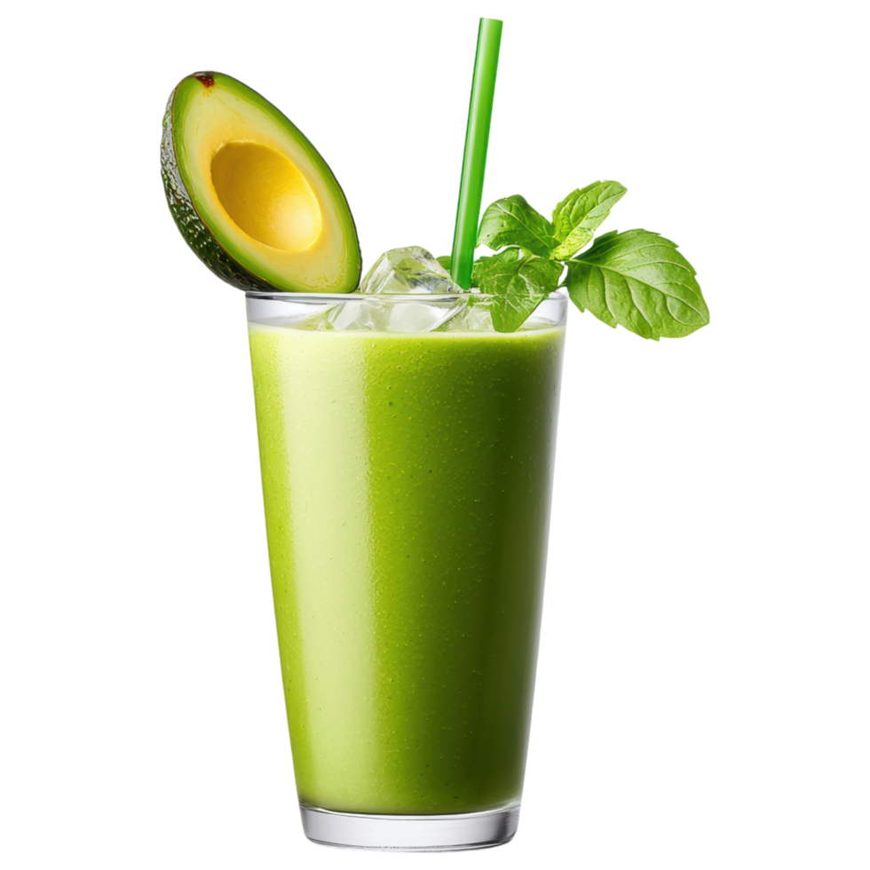 Free Isolated on Transparent Background, refreshing smoothie drink made with avocado and mint, for healthy boost png