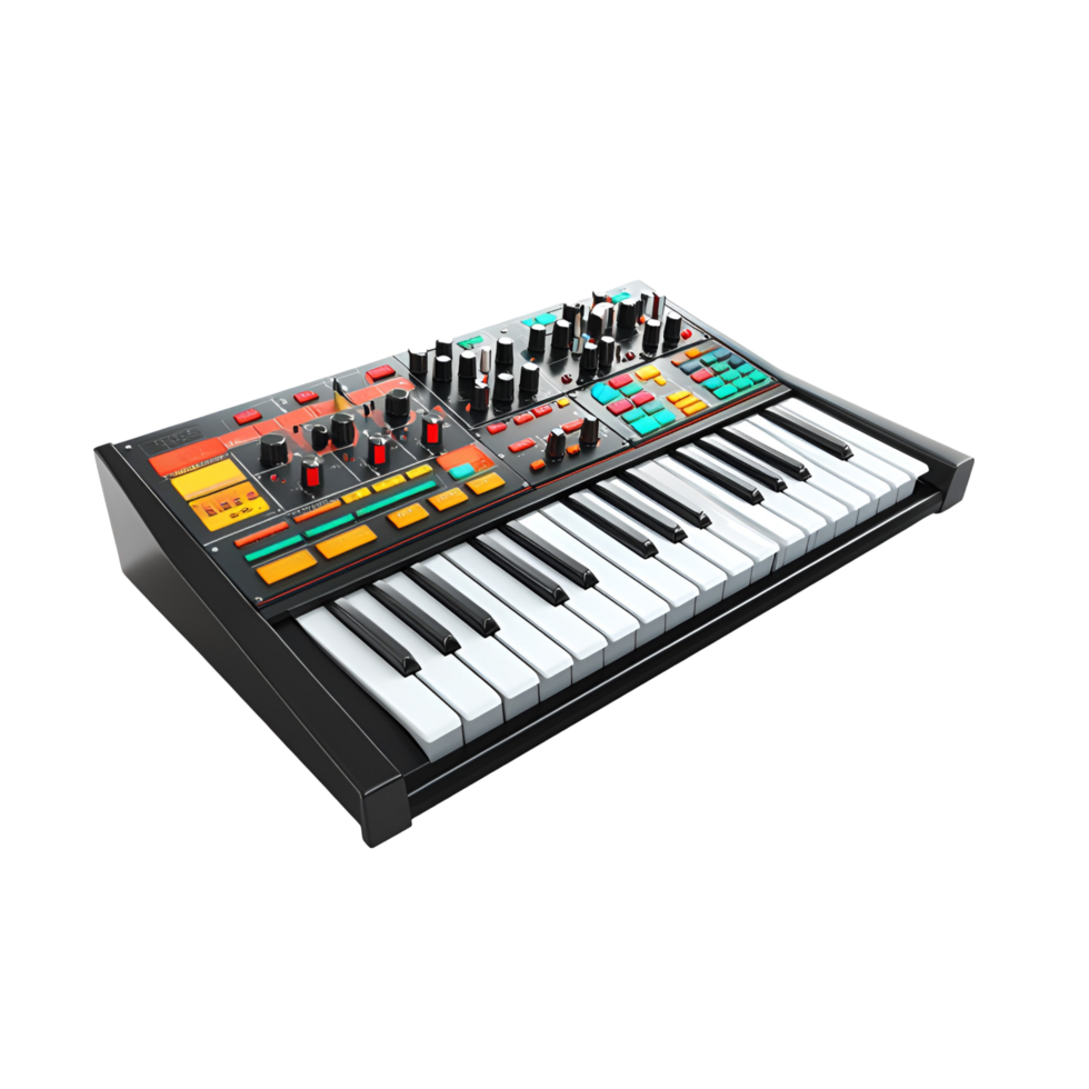 Professional Music Keyboard Black Red Keys Transparent png