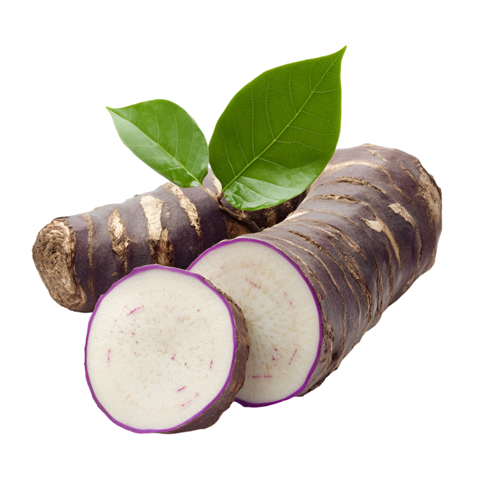 Fresh Taro Root Slices Purple Texture Transparent png