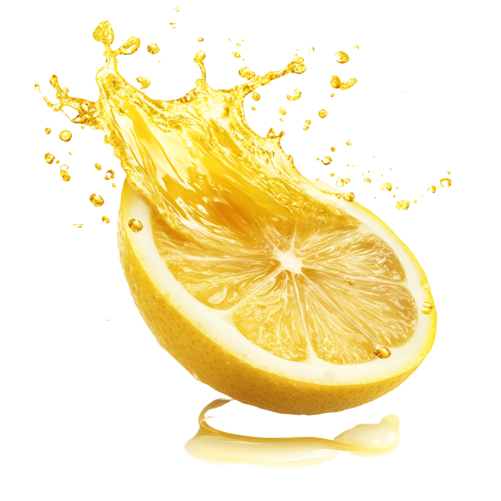 Lemon Slice Explosion With Juice Drops Transparent background png