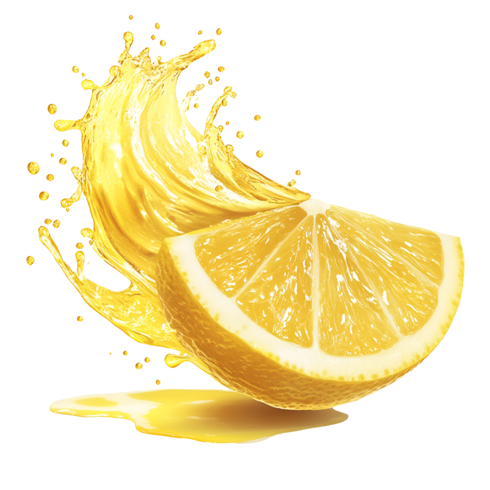 Yellow Lemon Slices With Juice Droplets Transparent background png
