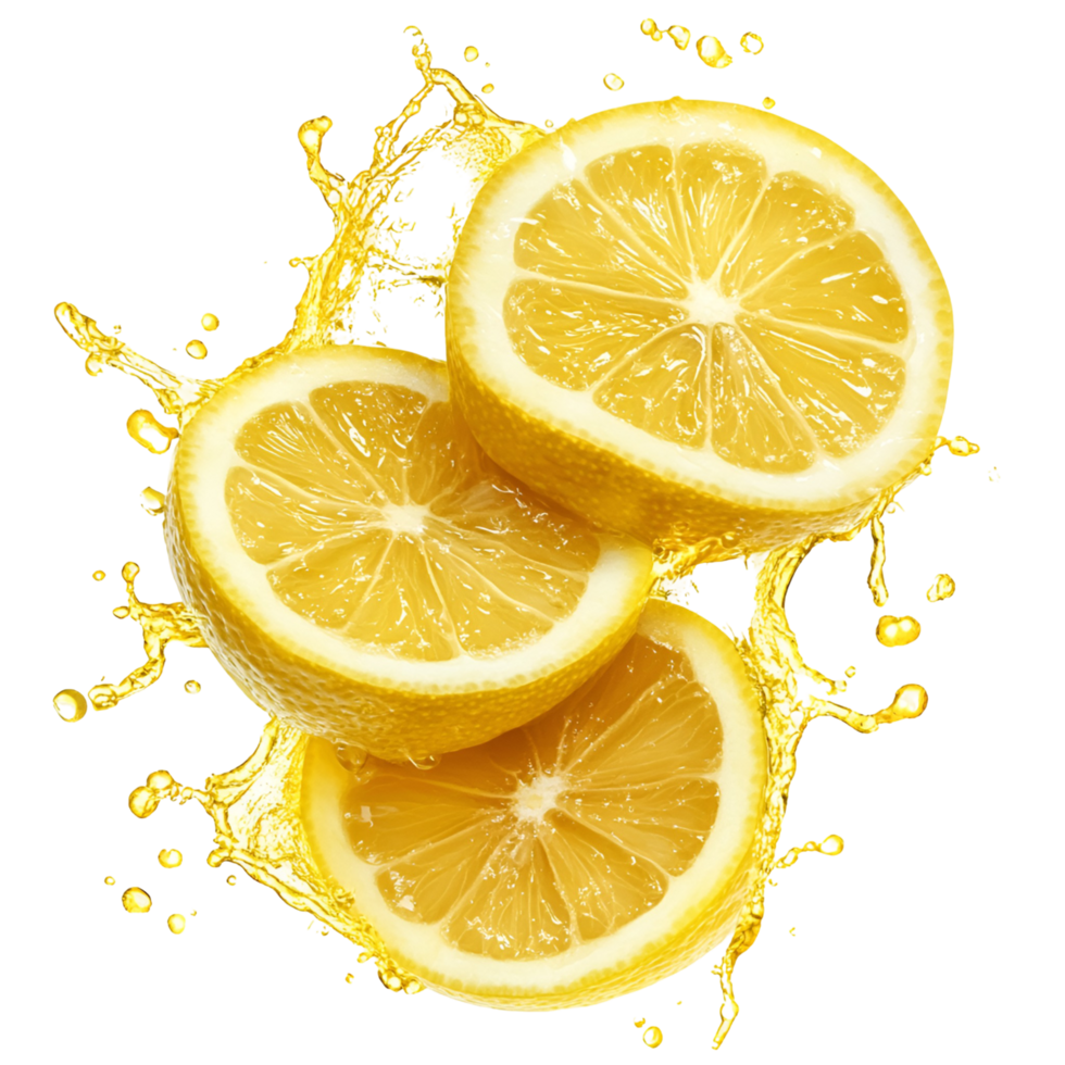 Citrus Lemon Slices With Refreshing Splash Transparent background png
