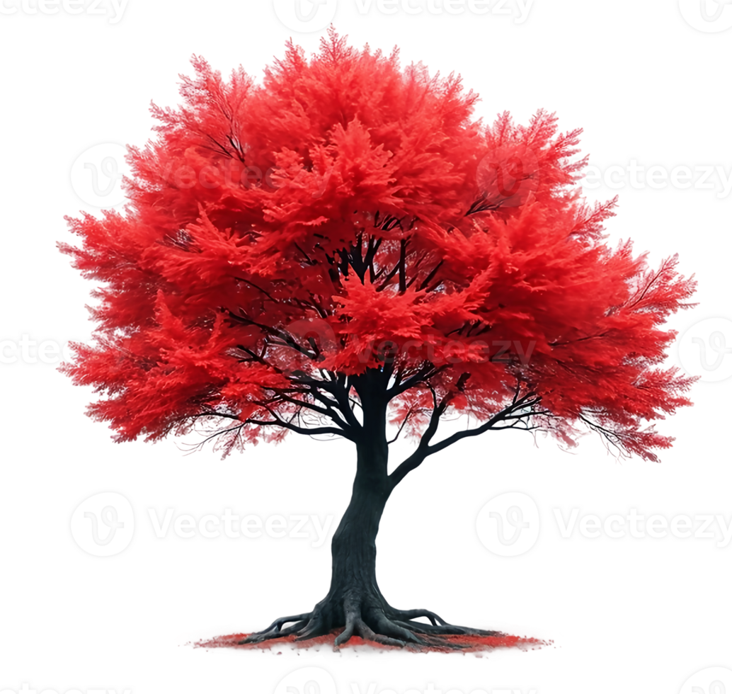 red tree isolated on transparent background png