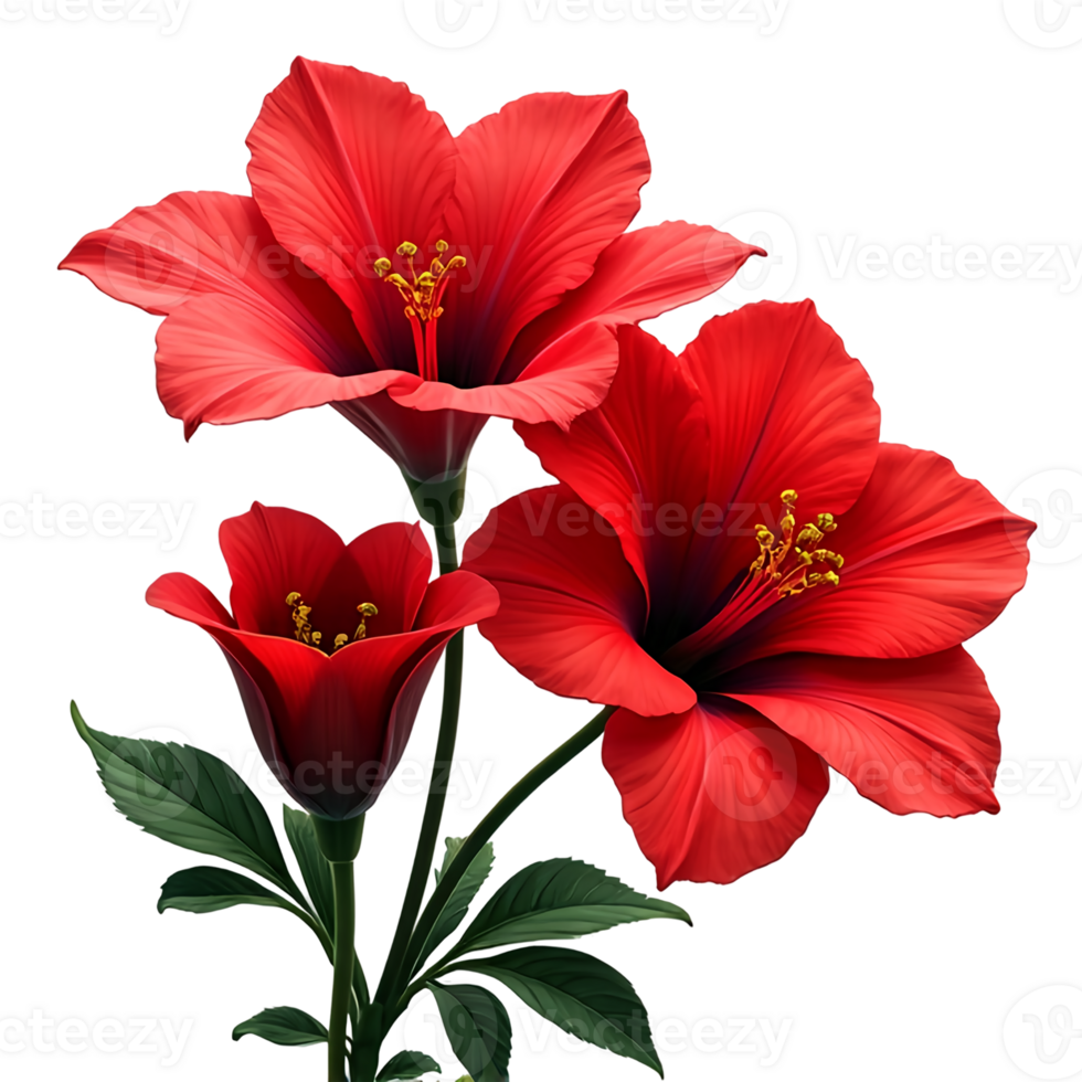 red hibiscus flower isolated on background. png