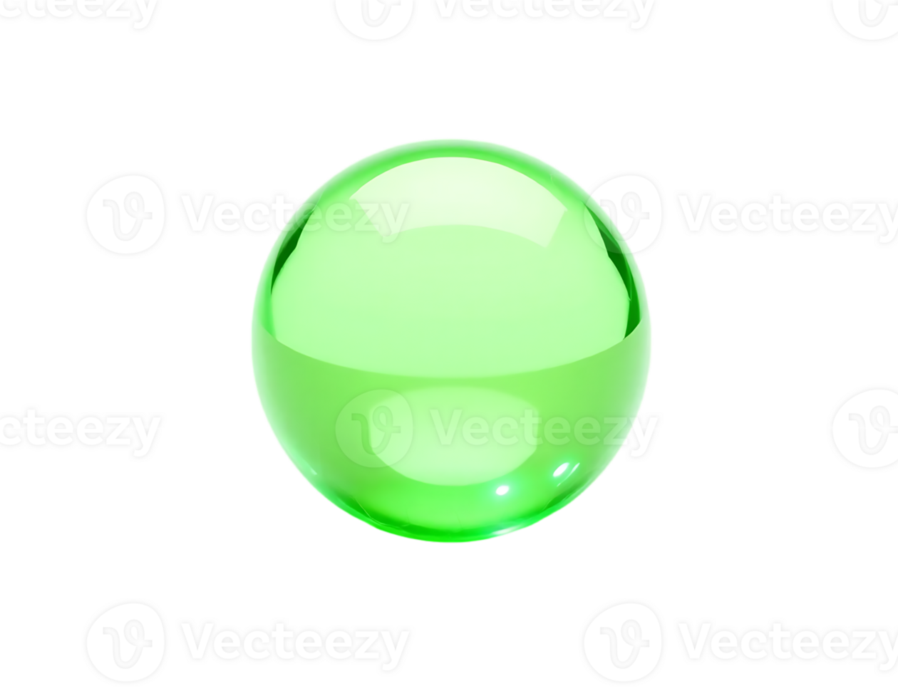 Green Glossy Sphere on Transparent Background png